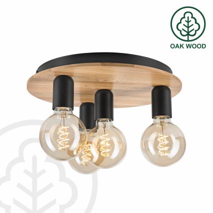 Iluminação de teto DUSTY 4xE27/15W/230V diâmetro 34 cm carvalho/preto