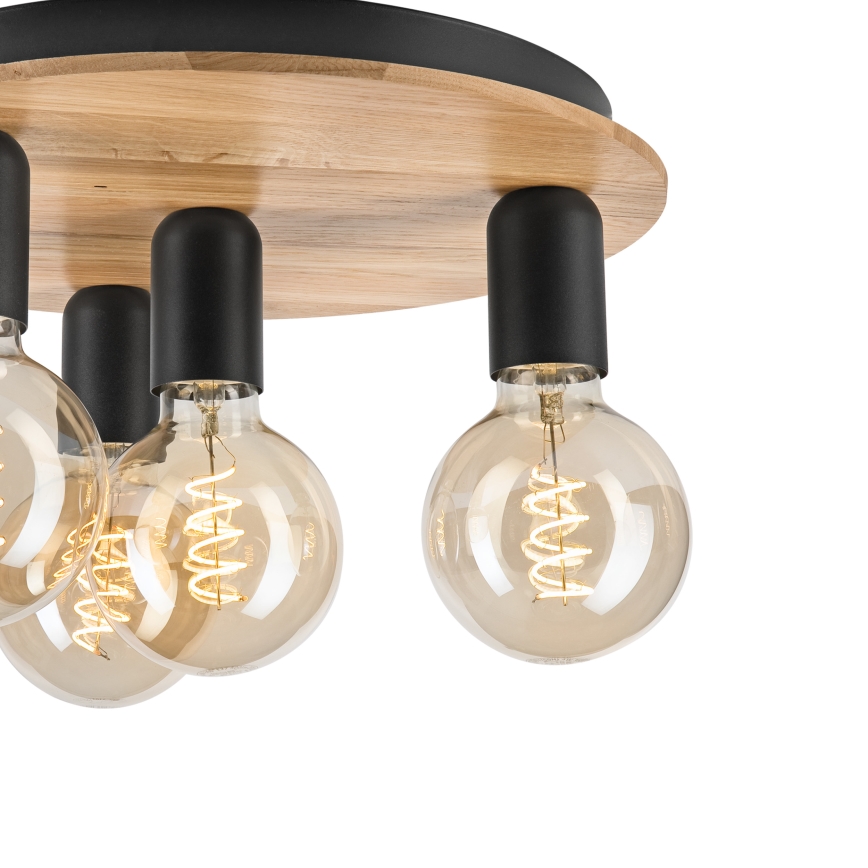 Iluminação de teto DUSTY 4xE27/15W/230V diâmetro 34 cm carvalho/preto