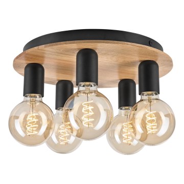 Iluminação de teto DUSTY 5xE27/15W/230V diâmetro 34 cm carvalho/preto