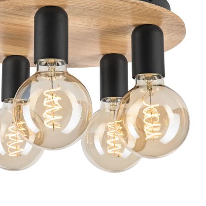 Iluminação de teto DUSTY 5xE27/15W/230V diâmetro 34 cm carvalho/preto