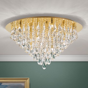 Iluminação de teto em cristal CELESTE 12xG9/40W/230V diâmetro 75 cm dourado