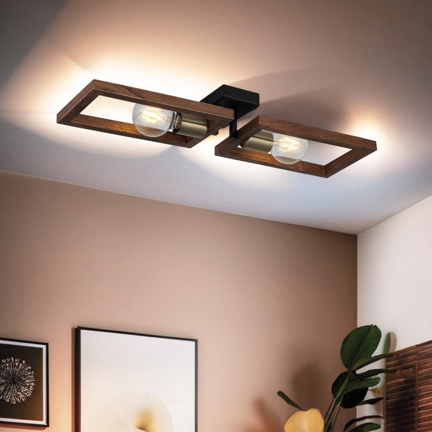 Iluminação de teto ERA 2xE27/40W/230V castanho