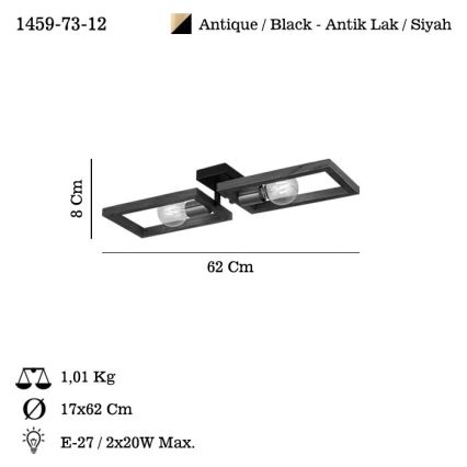 Iluminação de teto ERA 2xE27/40W/230V castanho