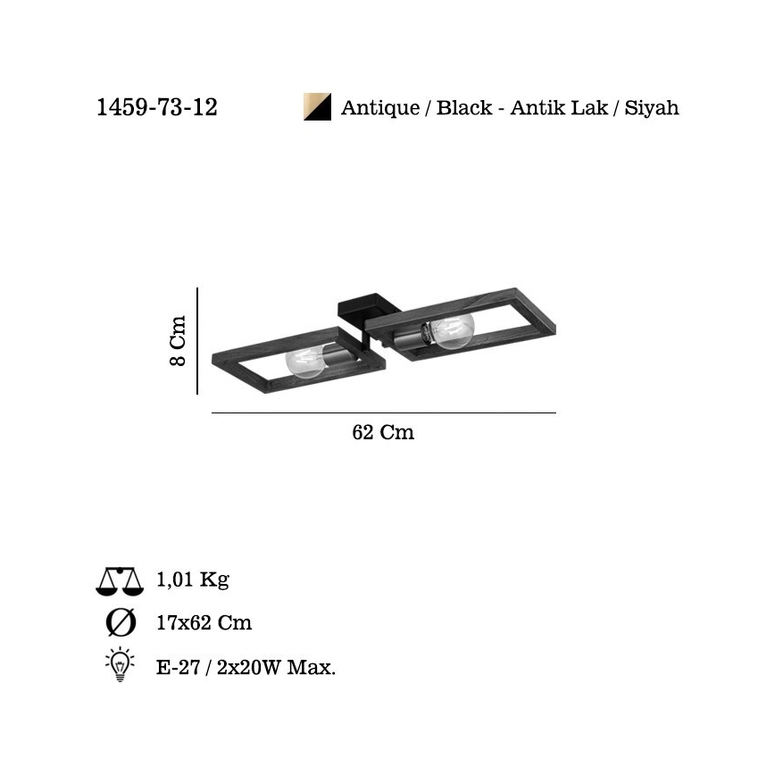 Iluminação de teto ERA 2xE27/40W/230V castanho
