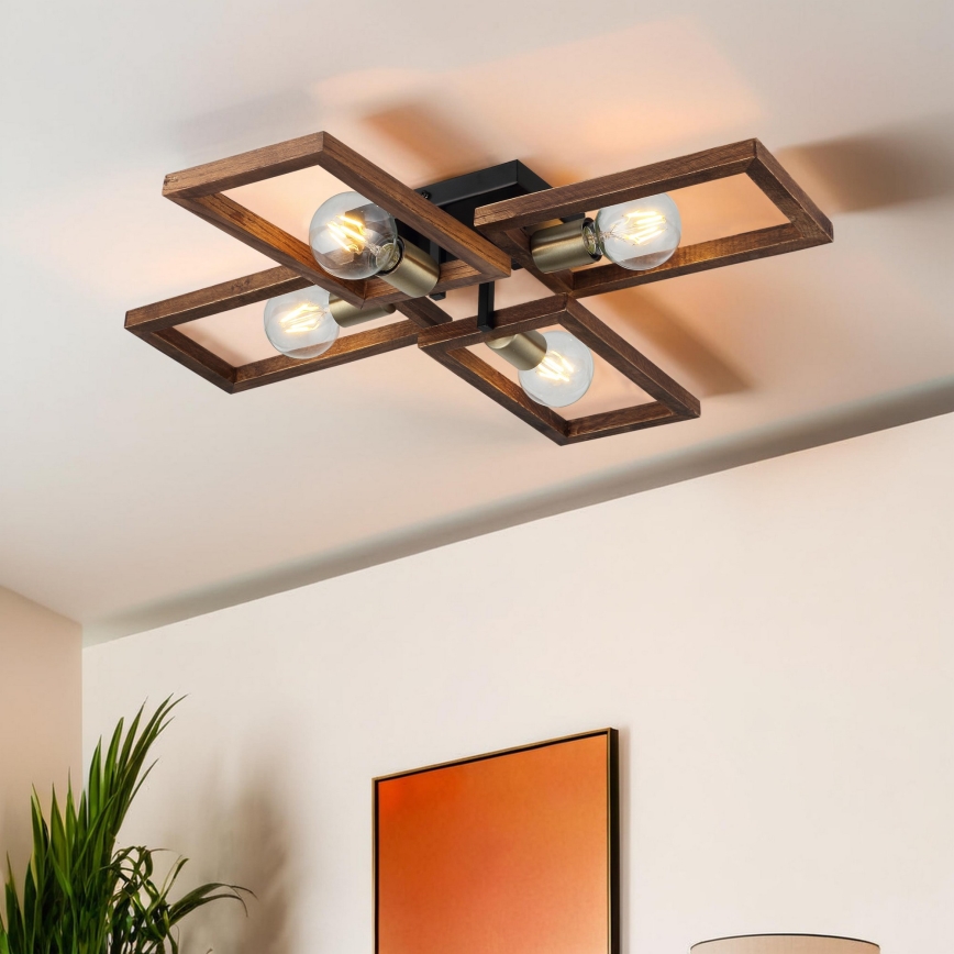 Iluminação de teto ERA 4xE27/40W/230V castanho