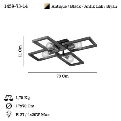 Iluminação de teto ERA 4xE27/40W/230V castanho