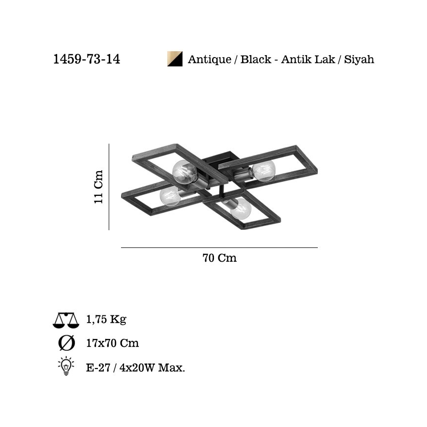 Iluminação de teto ERA 4xE27/40W/230V castanho