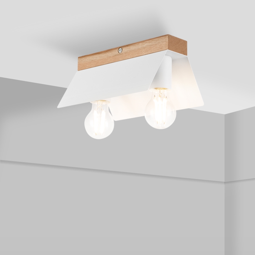 Iluminação de teto ESME 2xE27/15W/230V branco/carvalho