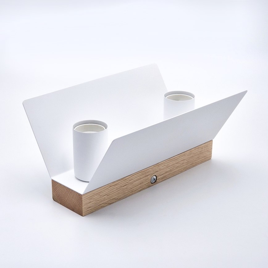 Iluminação de teto ESME 2xE27/15W/230V branco/carvalho