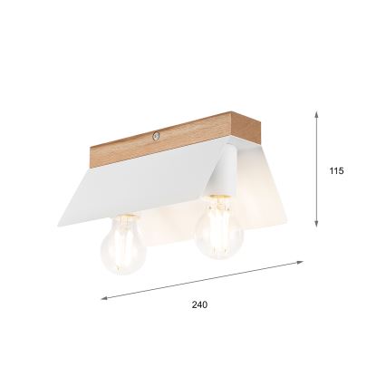 Iluminação de teto ESME 2xE27/15W/230V branco/carvalho