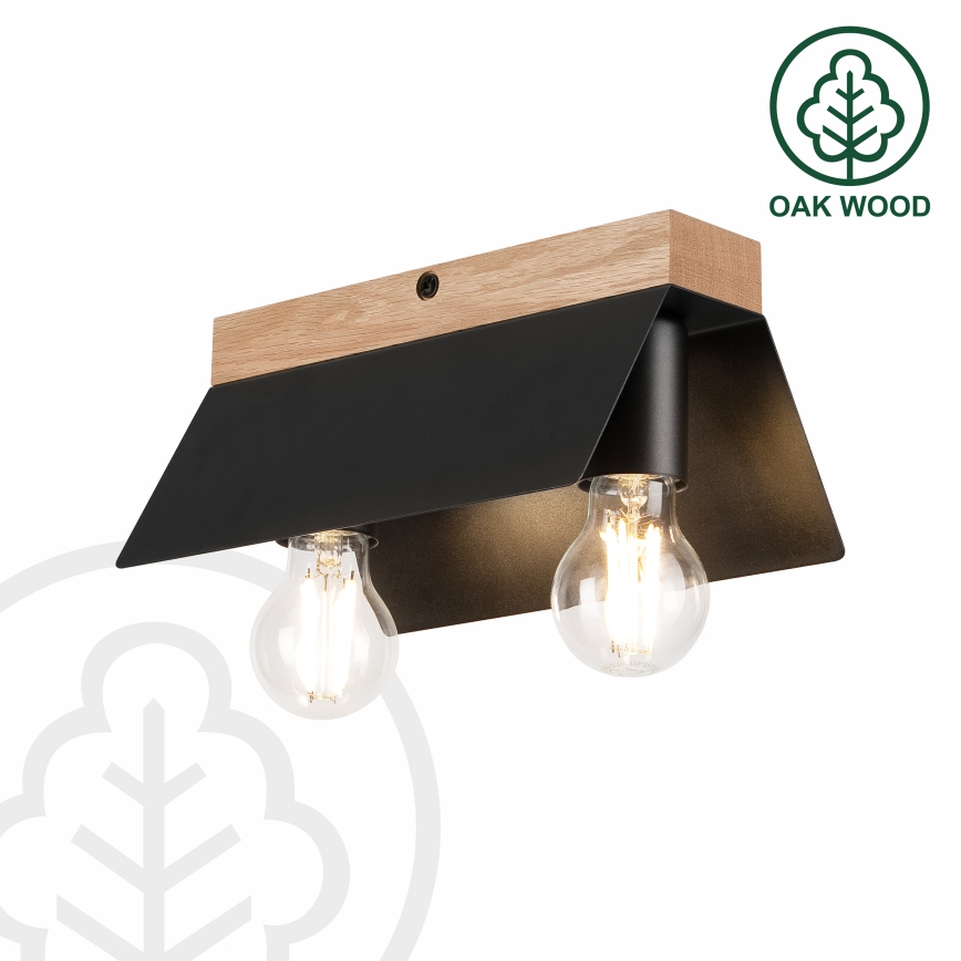 Iluminação de teto ESME 2xE27/15W/230V preto/carvalho