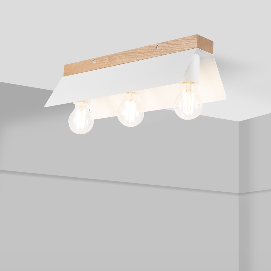 Iluminação de teto ESME 3xE27/15W/230V branco/carvalho