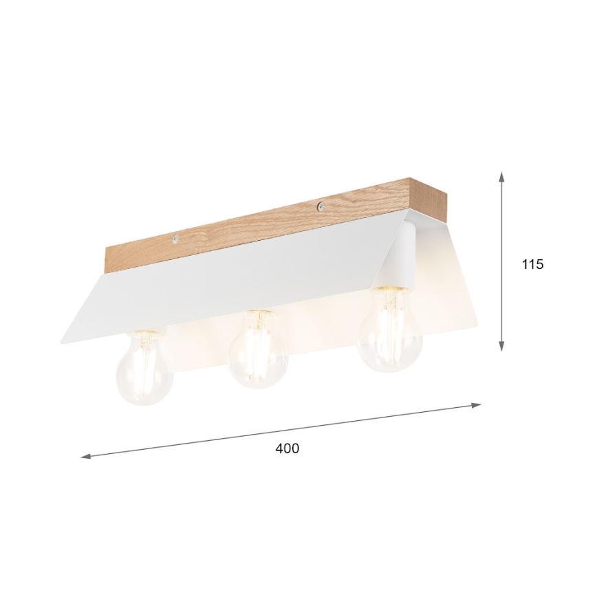 Iluminação de teto ESME 3xE27/15W/230V branco/carvalho