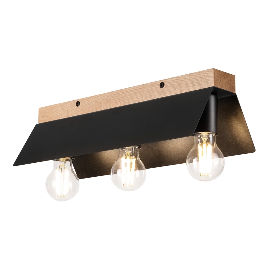 Iluminação de teto ESME 3xE27/15W/230V preto/carvalho