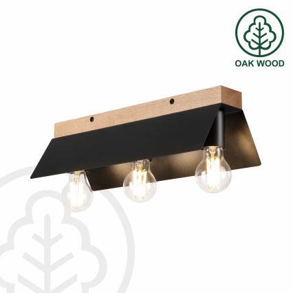 Iluminação de teto ESME 3xE27/15W/230V preto/carvalho
