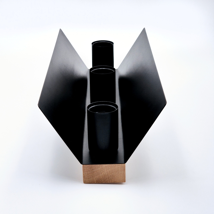Iluminação de teto ESME 3xE27/15W/230V preto/carvalho