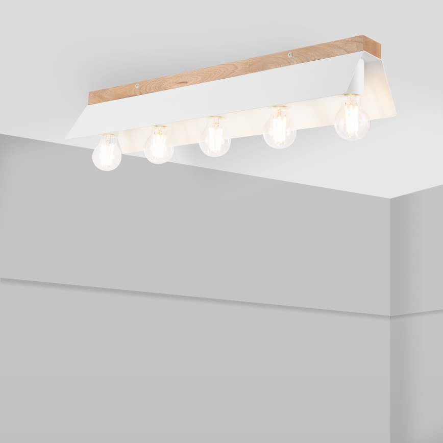Iluminação de teto ESME 5xE27/15W/230V branco/carvalho