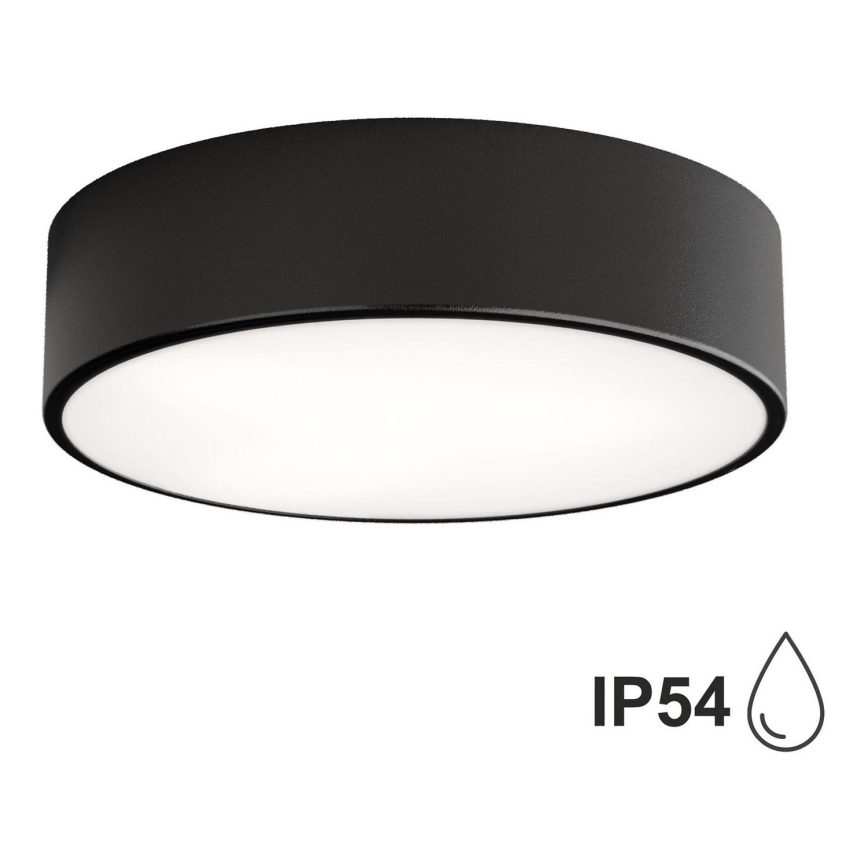Iluminação de teto exterior com sensor CLEO 2xE27/24W/230V d. 30 cm preto IP54