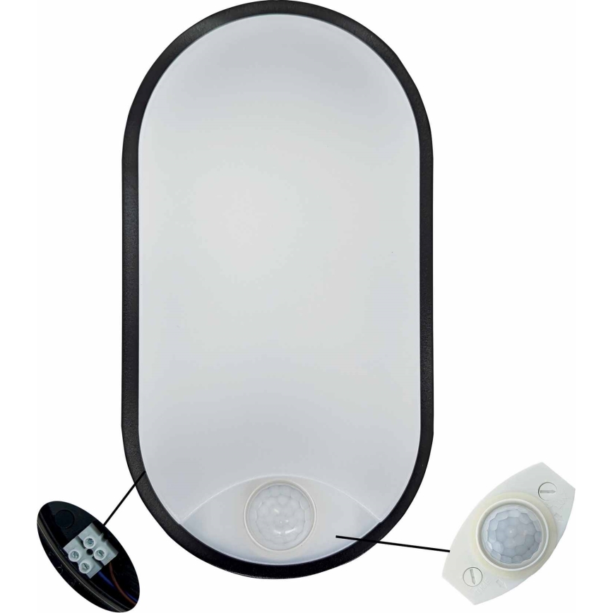 Iluminação de teto exterior LED com sensor LED/14W/230V IP54 preto