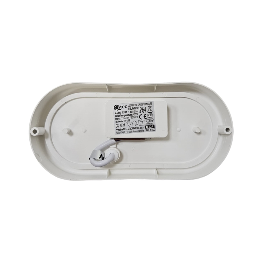 Iluminação de teto exterior LED LED/15W/230V 4200K 20x9,8 cm IP64 branco