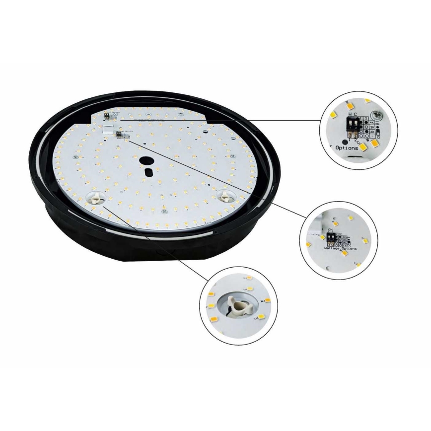 LED Regulação exterior teto iluminação STROPY LED/12/15/18/22W/230V 3000/4000/6000K IP65 preto