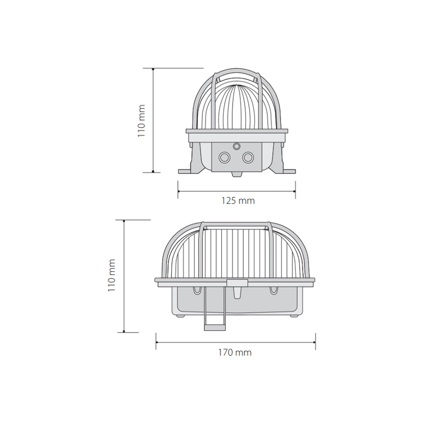 Iluminação de teto exterior OVAL 1xE27/60W/230V cinzenta IP44