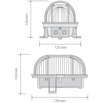 Iluminação de teto exterior OVAL 1xE27/60W/230V IP44