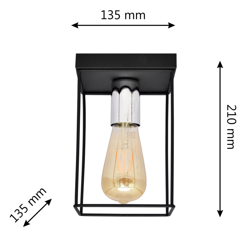 Iluminação de teto FINN 1xE27/15W/230V preto/cromado