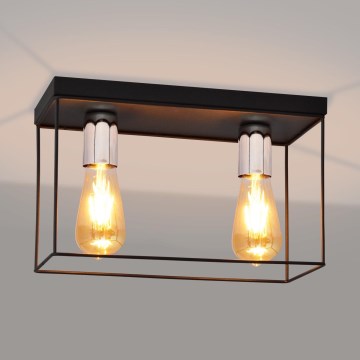 Iluminação de teto FINN 2xE27/15W/230V preto/cromado