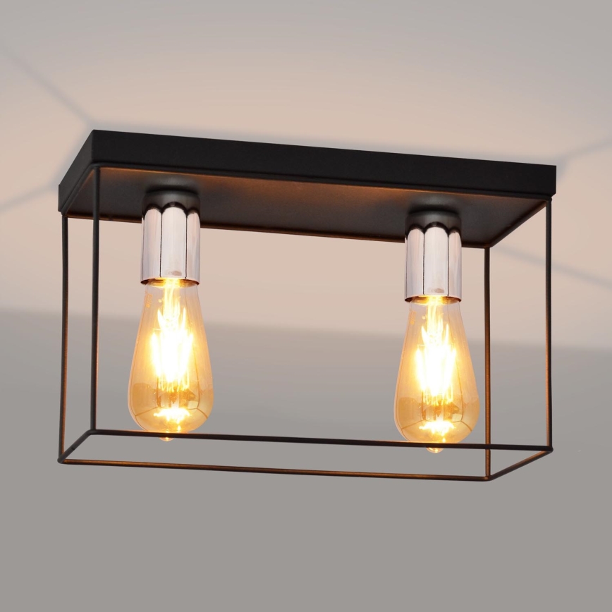Iluminação de teto FINN 2xE27/15W/230V preto/cromado