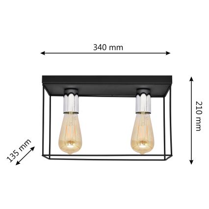 Iluminação de teto FINN 2xE27/15W/230V preto/cromado
