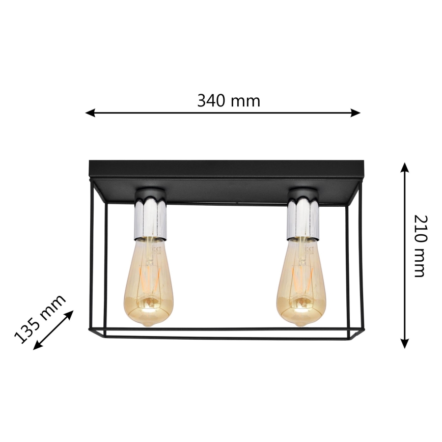Iluminação de teto FINN 2xE27/15W/230V preto/cromado