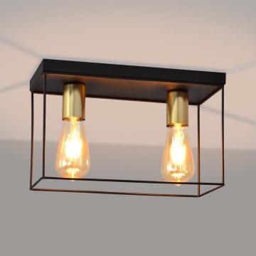 Iluminação de teto FINN 2xE27/15W/230V preto/dourada