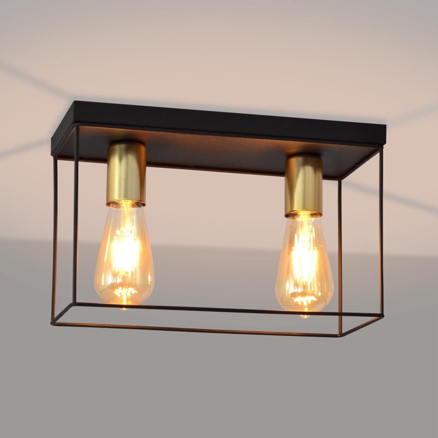 Iluminação de teto FINN 2xE27/15W/230V preto/dourada