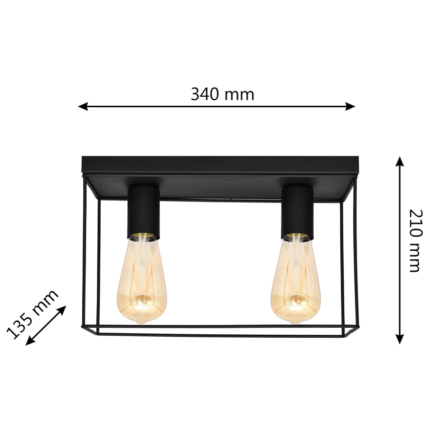 Iluminação de teto FINN 2xE27/15W/230V preto