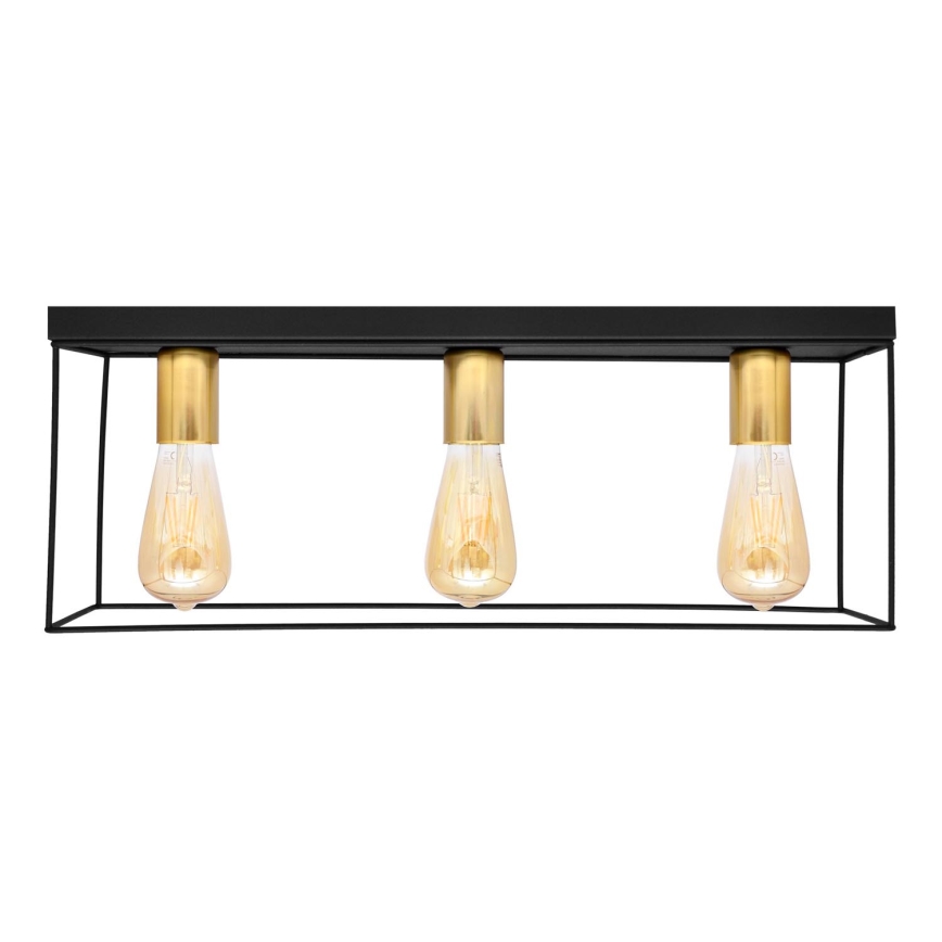 Iluminação de teto FINN 3xE27/15W/230V preto/dourada