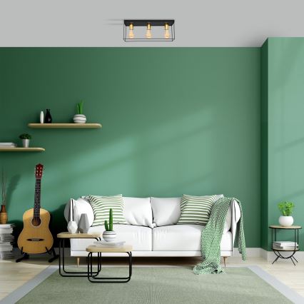 Iluminação de teto FINN 3xE27/15W/230V preto/dourada