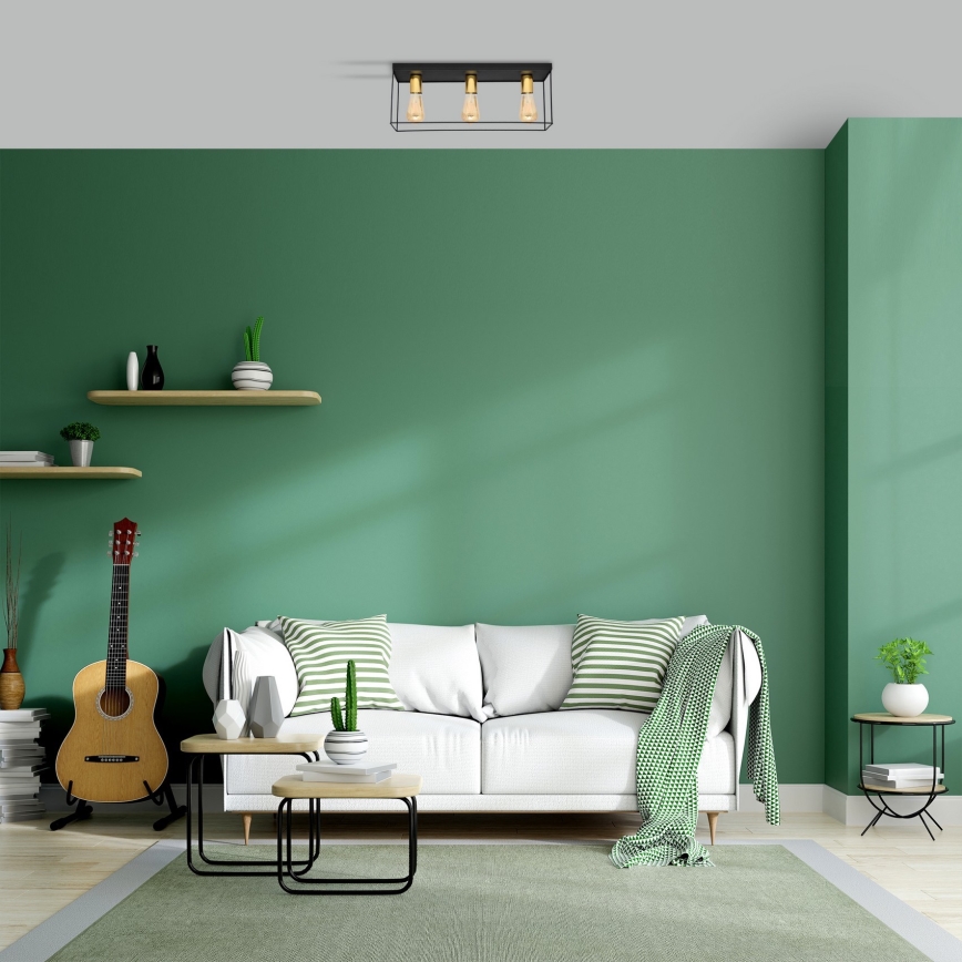Iluminação de teto FINN 3xE27/15W/230V preto/dourada