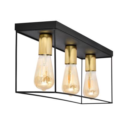Iluminação de teto FINN 3xE27/15W/230V preto/dourada