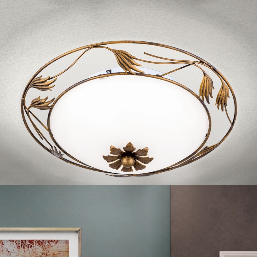 Iluminação de teto FLEUR 2xE27/60W/230V diâmetro 40 cm bronze