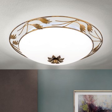 Iluminação de teto FLEUR 3xE27/60W/230V diâmetro 50 cm bronze