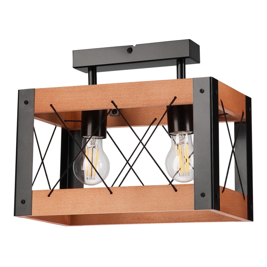 Iluminação de teto FRIDA 2xE27/60W/230V preto/castanho faia