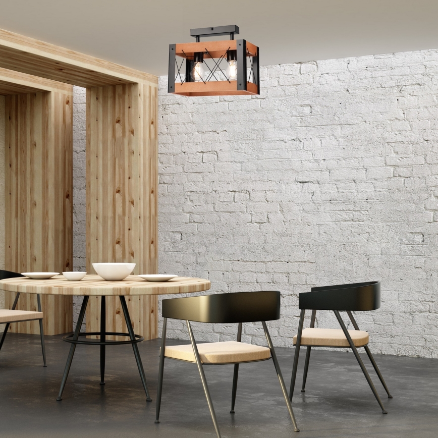 Iluminação de teto FRIDA 2xE27/60W/230V preto/castanho faia
