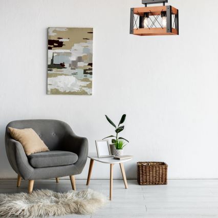 Iluminação de teto FRIDA 2xE27/60W/230V preto/castanho faia