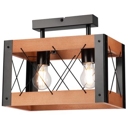 Iluminação de teto FRIDA 2xE27/60W/230V preto/castanho faia