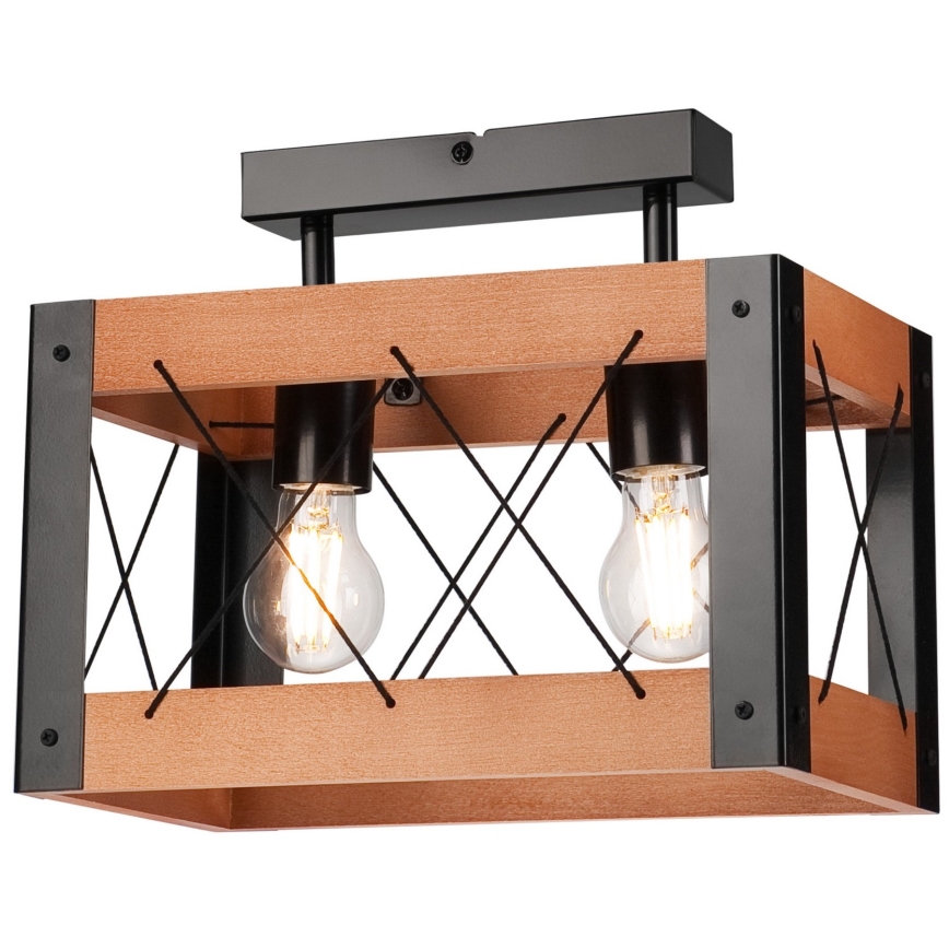 Iluminação de teto FRIDA 2xE27/60W/230V preto/castanho faia