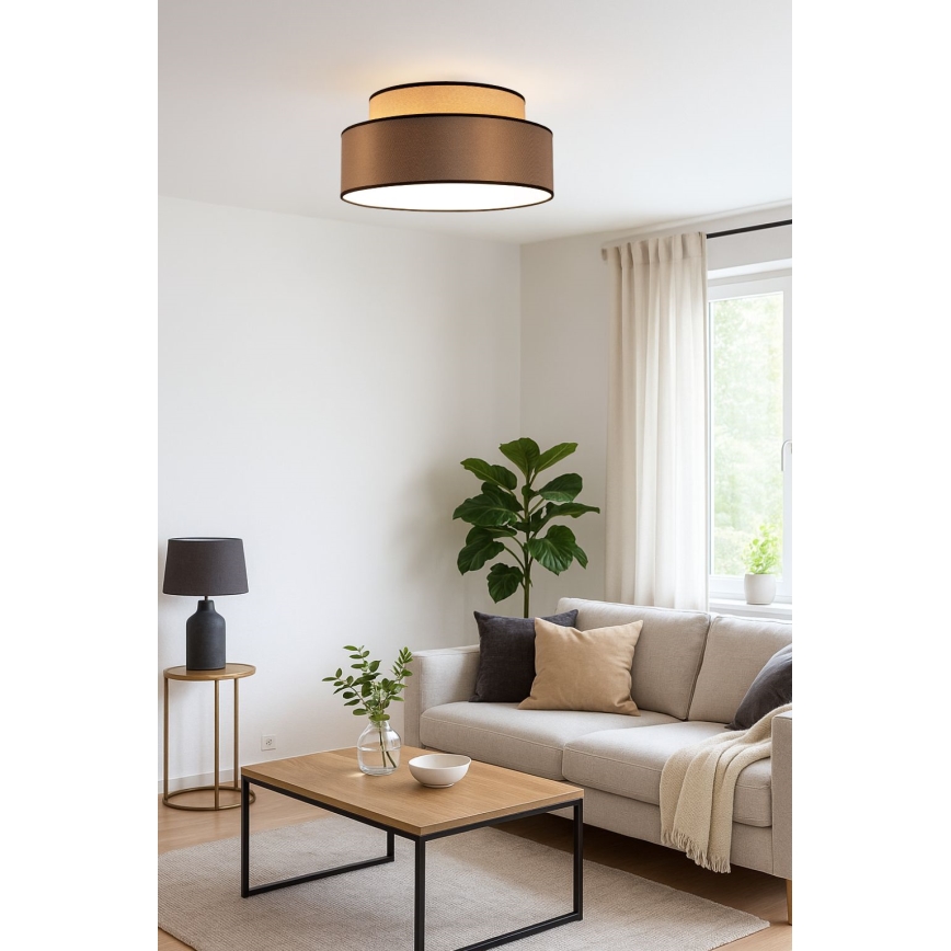 Iluminação de teto GRACE 1xE27/60W/230V bege/castanho