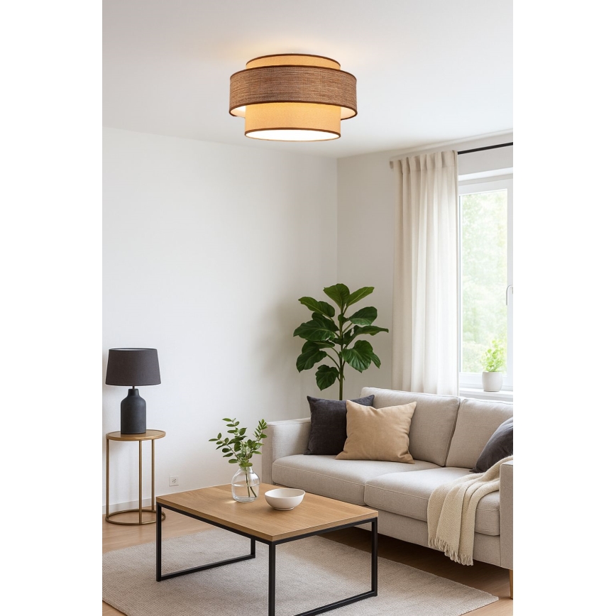 Iluminação de teto GRACE 1xE27/60W/230V bege/castanho