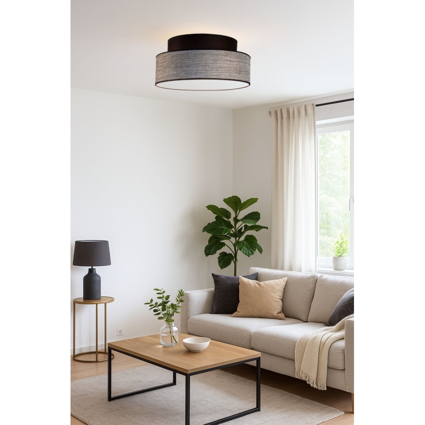 Iluminação de teto GRACE 1xE27/60W/230V preto/cinzento