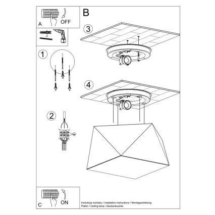 Iluminação de teto HEXA 1xE27/60W/230V branco